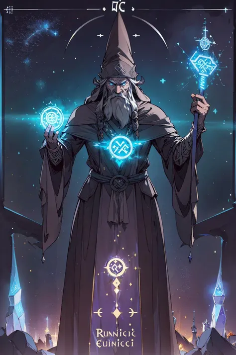 (best quality:1.1),original,1boy,elder wizard,(cinematic:1.5),(runic symbols:1.5),(particle effects:1.5),epic fantasy,dynamic pose,long beard