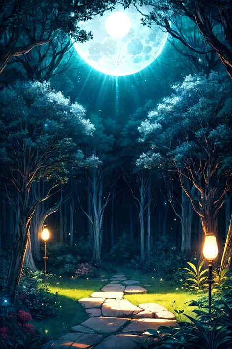 (best quality:1.1), original, Mysterious and captivating, A serene, moonlit grove, with soft beams of moonlight filtering through the canopy, kicker light, room light, spotlight <lora:add_detail:1>