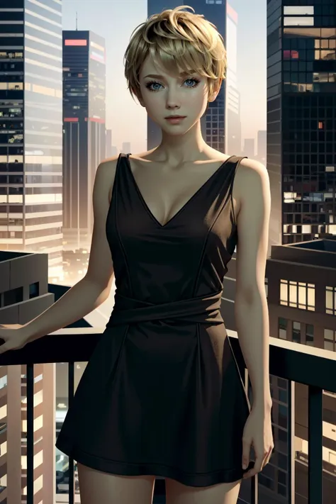 ((masterpiece, best quality))
 <lora:DKara:0.8>
DKara, 1girl, solo, short hair, blonde hair, cityscape, at night, on top of a skyscraper, short dress, tight