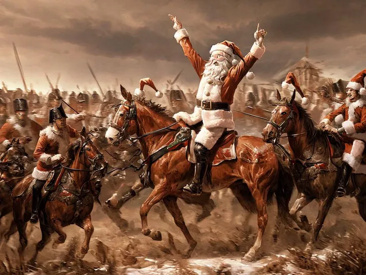 battle, cavalry charge, santa claus