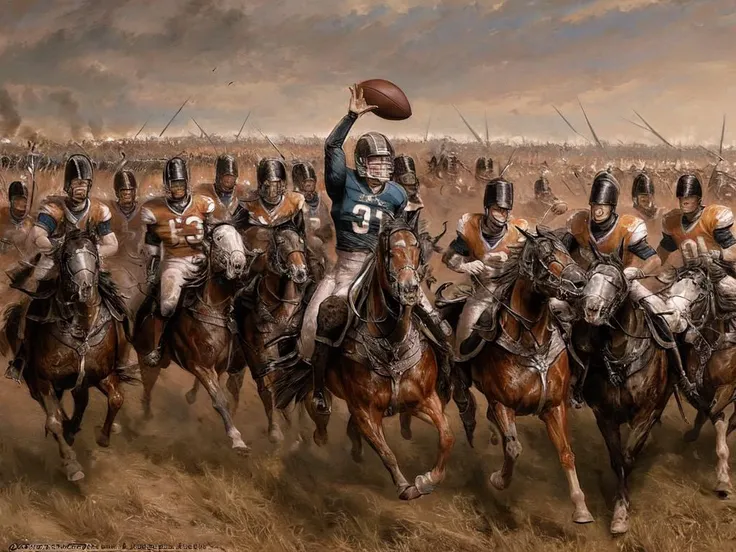 battle, cavalry charge, american football team