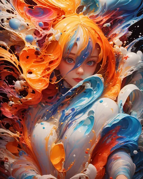 (masterpiece, top quality, best quality, official art, beautiful and aesthetic:1.2), (1girl) blonde hair, white dress, glowing eyes,daylight, edge light,looking in the camera, center composition, cute, looking in the camera colorful swirling, color, color splash, swirling magic around her <lora:sharpen-soften:-0.4> <lora:20231004-1696408610897:1>