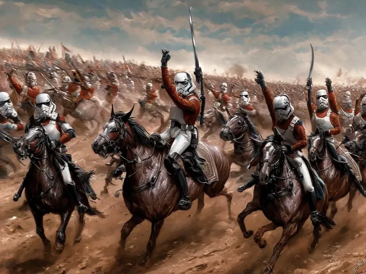 battle, cavalry charge, imperial stormtroopers