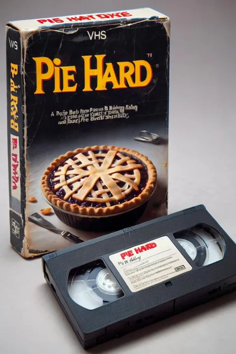<lora:VHS_package:0.8> vhs tape, a movie called "Pie Hard" - A baking enthusiast pie-making.