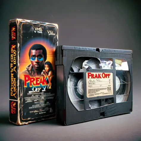 a picture of pdiddy <lora:VHS_package-000028:1> tape, background, movie, vhs, dark, called FREAK Off Vol.4,
