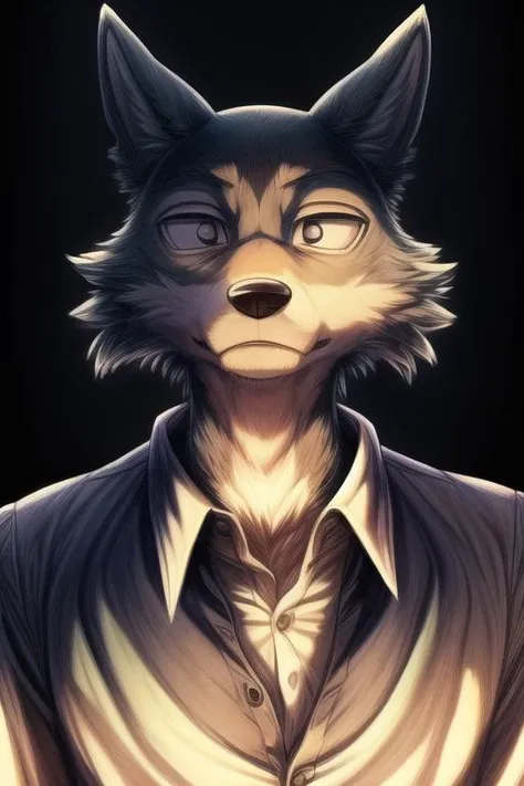 ((By Bebebebebe, by Lostgoose, by Goonie-san,, detailed anatomy, detailed eyes, detailed body, detailed face, best quality, high resolution)), 1Male, adult body, Hyena, grey furs body, black small hair bangs, black beard, blue eyes, tired eyes, tail, muscular body, white puffy jacket, smoking cigarette, focus on face, on the night park
