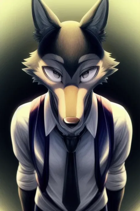 (((masterpiece,best quality,ultra-detailed))),1wolf,legoshi,gray_wolf,solo,handsome detailed face,school uniform,school pants,necktie,yiff,<lora:Legoshi_Lora:1>,(((Three-point lighting,,dark color background))),((black eyes,solid eyes)),<lora:add_detail:1>,(Happy,Looking To The Side,high-angle view:1.236),<lora:muscle_slider_v1:-1.85>,<lora:weight_slider_v2:-1.75>,