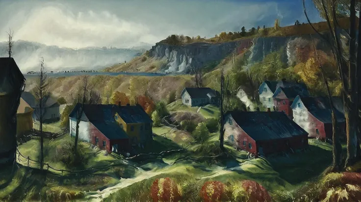 landscape painting, (George Bellows style:1.3), oil on canvas, (American Realism:1.1)
a fantasy village in the style of Soft Pastel painting , rossdraws global illumination film still and Motion Blur and Gaussian Blur , , detailed Michael Whelan , <lora:George_Bellows_American_Realism:1>