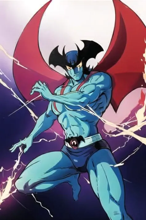 masterpiece, best quality, highres,1man, <lora:devilmanV2:0.7>,devilman,dynamic pose,dynamic angle,cowboy shot,<lora:GoodHands-vanilla:0.8> <lora:anmnr01:0.3> <lora:add_detail:0.5>,black background ,thunder,storm, <lora:Trovao:0.8>