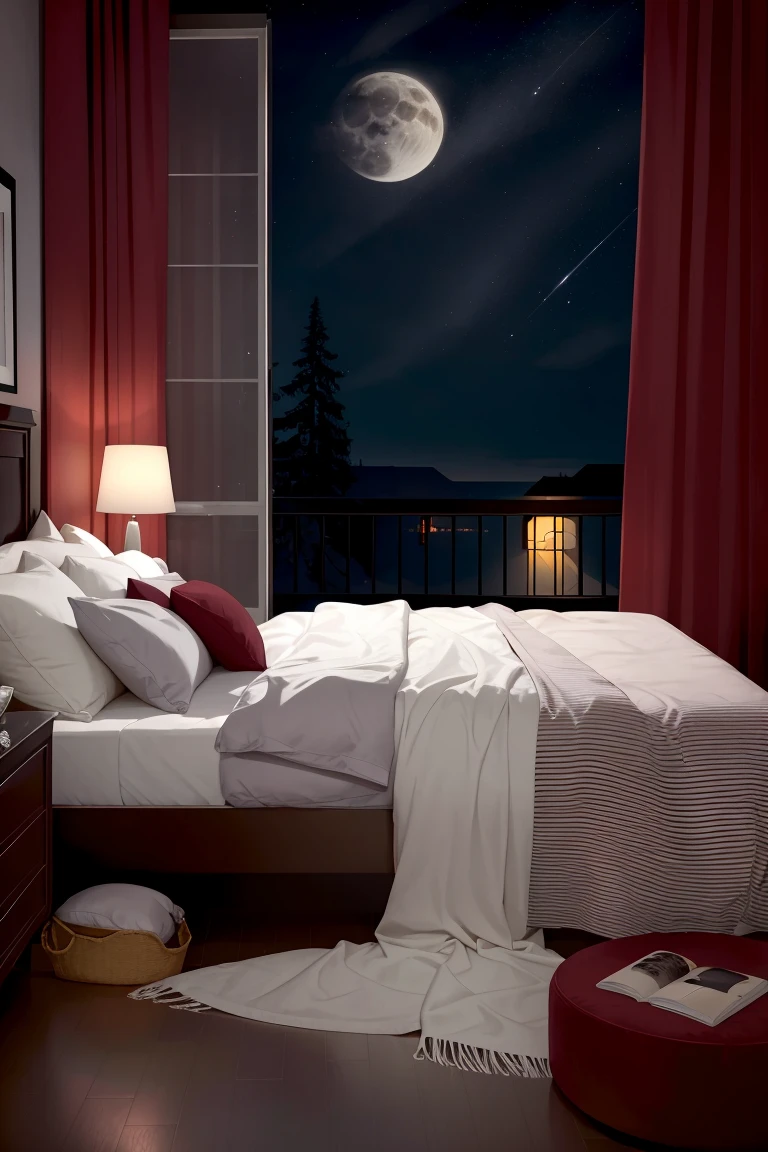 hot chick going to sleep, night time, dark, moonlight, big bed, lots of blankets, landraw
