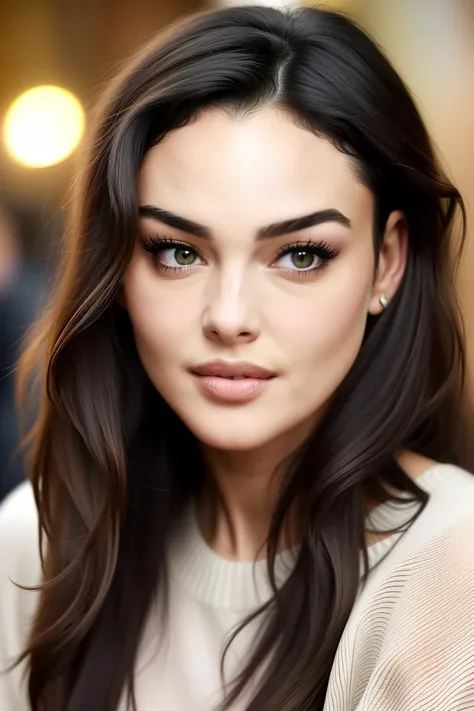 cute beautiful (m0n1c4b3lucc1v2) wearing yellow sweater (drinking coffee inside a modern cafe at sunset), very detailed, inoccent face, natural wave hair, blue eyes, high-res, masterpiece, best quality,intricate details, highly detailed,sharp focus, detailed skin,realistic skin texture,texture, detailed eyes, professional, 4k, charmer smile, shot on Canon, 85mm,shallow depth of field,kodak vision color, perfect fit body, extremely detailed, photorealistic, realistic, post-processing, max detail, roughness, real life, ultra realistic, photorealism, photography, 8k uhd, photography