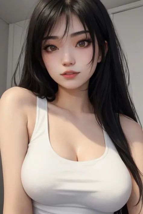 25-year-old female,Black Hair,Asian,Long Hair,Headband,Long Bangs,Blue Eyes,Riders,Selfie