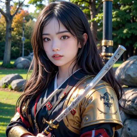 <lora:Emiru_v1:1>, samurai girl, japanese, realistic, closeup portrait, sword, blood, after battle, katana, samurai armor, fancy armor,detailed, engraved, ronin, pointing sword at the camera, bokeh, golden hour, (cinematic lighting:1.3)
