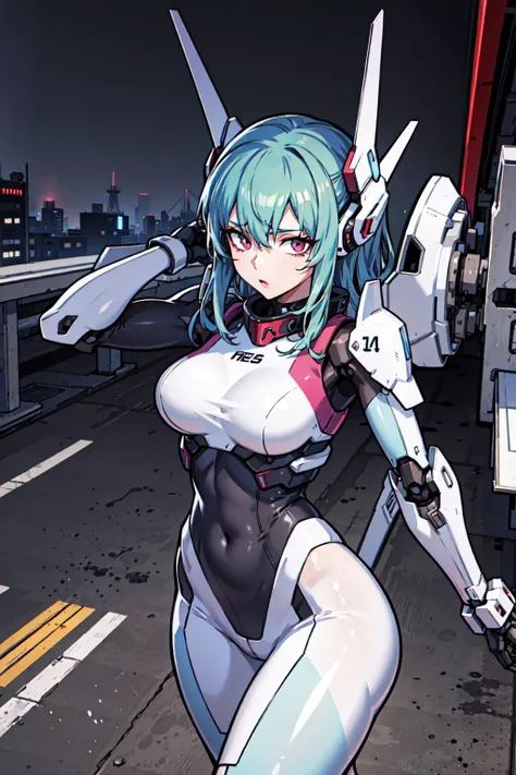 best quality,detailed background,girl,mechanical arms, cityscape, mecha musume