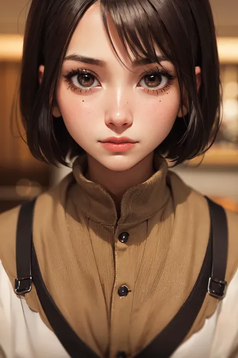 (masterpiece), (best quality), HDR, intricate detail, 1girl, solo focus, skin imperfection, skindentation, perfect face, puffy face, beautiful face, big eyes, puffy eyes, perfect eyes, eyelashes, Mikasa Ackerman from attack on titan