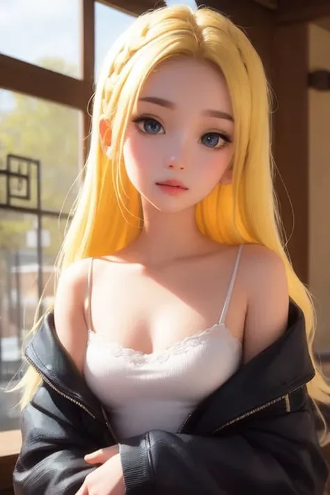 best quality, masterpiece, (Cinderella:0.8), upper body, blue eyes, yellow hair