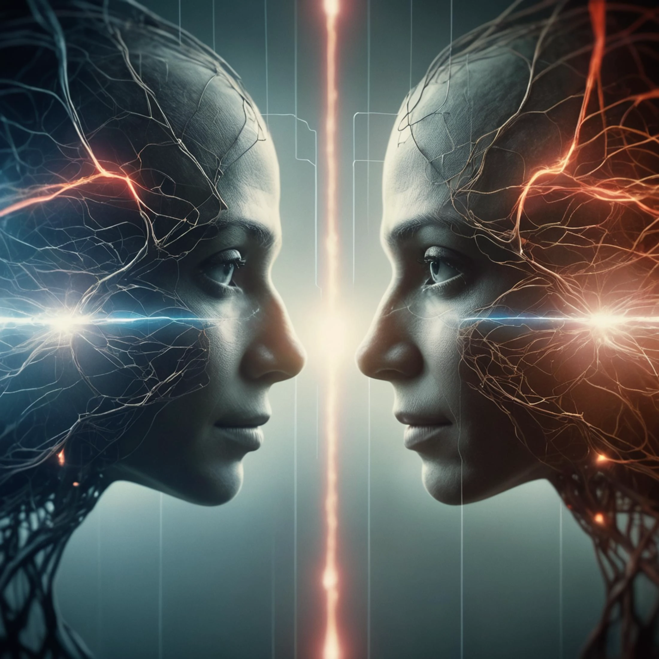 cinematic still of crossed connections between anthropomorphic nerve centers. emotional, harmonious, vignette, highly detailed, high budget, bokeh, cinemascope, moody, epic, gorgeous, film grain, grainy