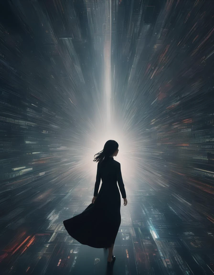manga style In a stunning epic shot, a young woman navigates through a world of code aka the matrix, her movements fluid and graceful as she dodges obstacles and fights off enemies. The scene is highly detailed, with intricate designs and patterns that add to the surreal nature of the matrix. The overall effect is breathtakingly beautiful and incredibly detailed, with a professional and cinematic quality that is sure to impress, style of Agnes Cecile, style of Frank Cho, . vibrant, high-energy, detailed, iconic, Japanese comic style, <lora:FaeTastic2:1.2>
