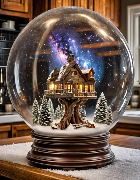 Positive prompt:
HDR photo of an optical illusion of a milky way galaxy inside a snow globe,, sitting on a rustic table in a kitchen, volumetric lighting, epic composition, volumetric, ray tracing, sense of awe, swirling mist, sense of awe, mystical . High dynamic range, vivid, rich details, clear shadows and highlights, realistic, intense, enhanced contrast, highly detailed