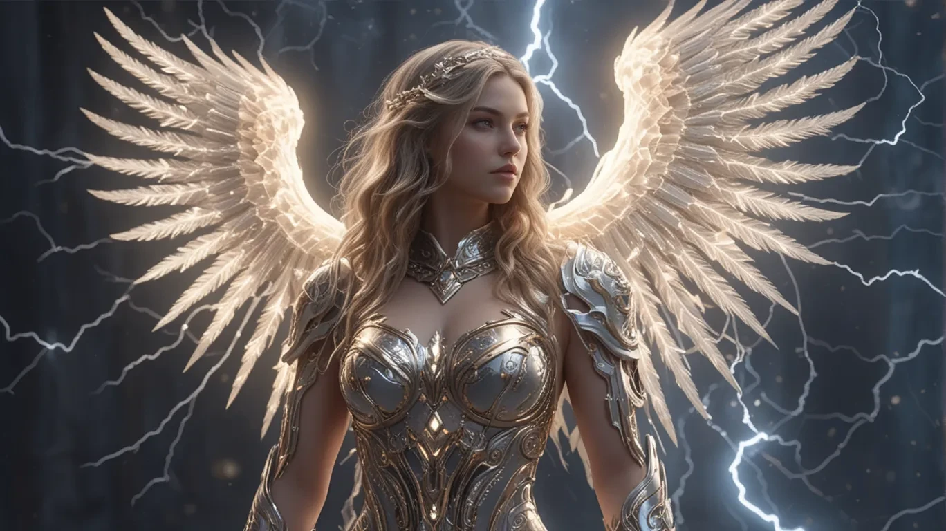 photorealistic, uhd, hdr, 16k, best quality, Three-Quarter View shot, (unparalleled masterpiece:2), intricate detailed texture, skin imperfections, (hyper realistic ultra detailed photograph of a stunningly beautiful extremely seductive 40 years busty curvy slavic female arch angel standing at heavens gate (casting flashing lightnings:2)), (very long bob detailed golden hair), raytracing, (wearing intricate extremely detailed armor made of delicate crystal shards and glass), (glowing gloriole emitting lightning:1.5), deep shadows, lascivious red lips, lips closed, (intricate symmetrical huge ultra detailed glowing wings made of white translucent mesh and wireframe:2), seductive pose, dusty air, rays of light, rim lighting, intricate deatiled background, (intricate detailed stellar scenery:1.5), wearing detailed halo, (standing:1.5), extremely detailed stunningly beautiful face, huge natural sagging breasts, raytracing, (very detailed areola texture:1.2), glowing astral wings made of light, very huge breasts, realistic detailed round perfect nipples with big areolas, <lora:add-detail-xl:2>, <lora:chest_adjust:2>, (realistic static discharges:2), <lora:xl_shanbailing_0927lightning:0.3>, thunder, <lora:xl0918ice:0.2>, ice, (translucent refracting fractal glass armor:2)