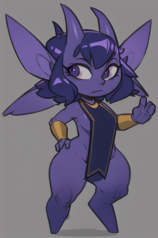 masterpiece, best quality, ultra-detailed, illustration,<lora:tomeimp:0.9>, (tome_imp, purple hair, purple skin, solo:1.4)