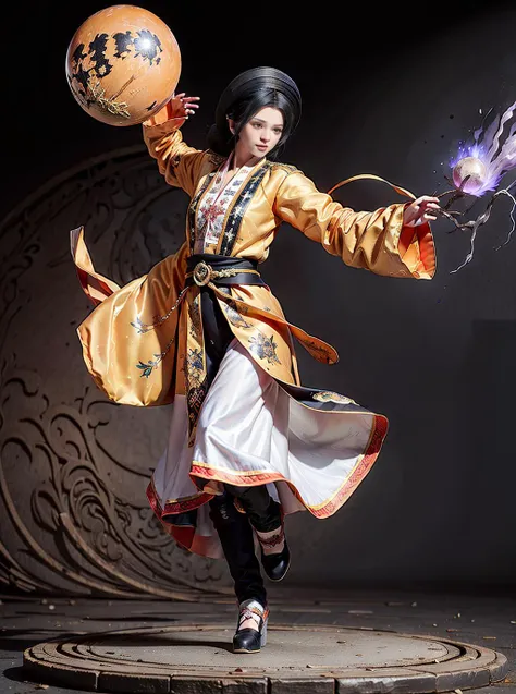 shiny skin best quality, masterpiece, white Nhat Binh, (white headwear)
(full body:1.4), 1girl, solo, long hair, ((black hair:1.5)), skirt, jewelry, small breasts, looking at viewer, full body, multicolored eyes,((red bowhair)), blue eyes, long sleeves, wide sleeves, armlet, thighlet, cloud, (white clothes: 1.2)
casting magic, energy, (blood moon:1.2), (out door, night sky), (straight hair:1.4)
official art, ultra detailed, masterpiece, best quality, absurdres, highres, BREAK, surround by lightning, lightning in his hand, lightning crystal, BREAK, golden spirit on his back, celestial mage, detailed art, prism, glow, bloom, (thunderstorm and lightening in background), midnight, best light and shadow, cowboyshot, dynamic angle, dutch angle, from below, battle pose
detailed face, (attack action:1.6), (intricate details), (ultra high res), , (V0id3nergy), (dreamlike), void magic,
(on the battlefield:1.4)
<lora:Attacking Concept-18:0.6>
<lora:kVoidEnergy-000001:0.5>
<lora:dunhuang_v20:0.3>
<lora:Nhat_Binh-000008:0.6>, masterpiece,ultra realistic,32k,extremely detailed CG unity 8k wallpaper, best quality