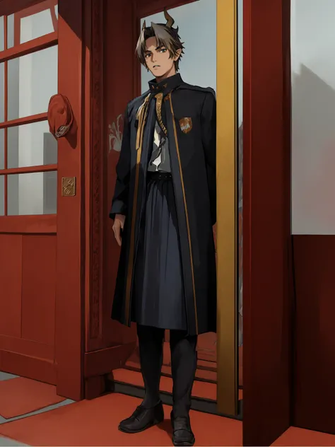 zhongyue,uniform,1boy,masterpiece, best quality,, <lora:zhongyue:0.9:face up> <lora:hogwartsUniformsFour_hoguuni:1:cloth>
