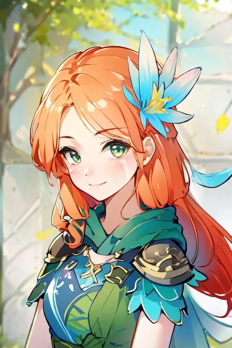 masterpiece, best quality, PIXIV, arcana,Windranger anime style, 1girl, hair ornament, solo, long hair, smile, flower, looking at viewer, necklace, blush, jewelry, breasts, upper body, leaf, outdoors, facial mark, blurry background, blurry
<lora:Windranger:1>