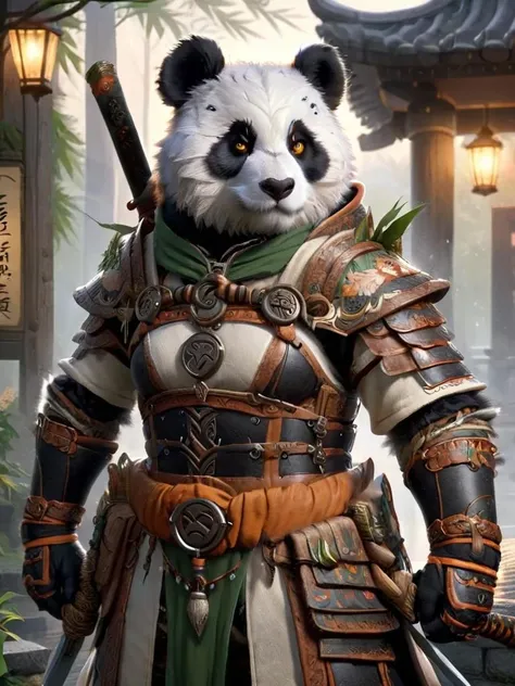 pandaren, warrior outfit <lora:pandaren-sdxl:1>