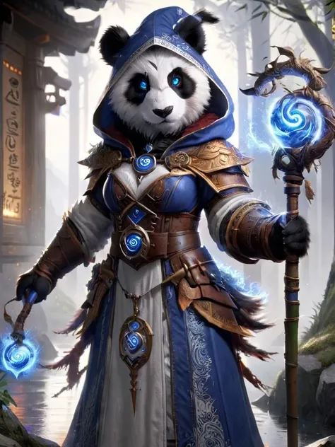pandaren, battle mage outfit <lora:pandaren-sdxl:1>