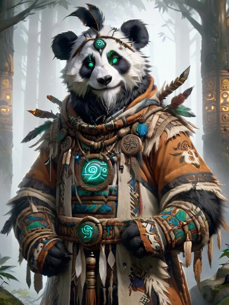 pandaren, shaman outfit <lora:pandaren-sdxl:1>