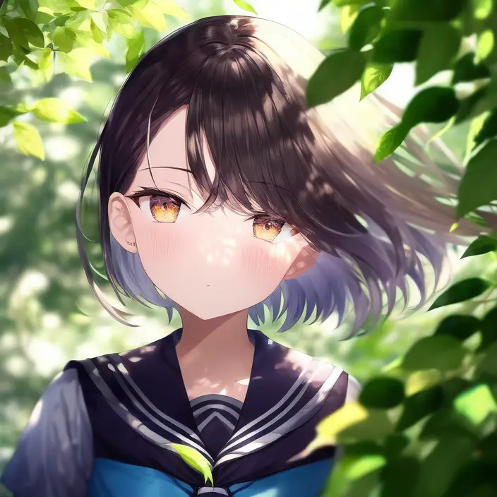 masterpiece, best quality, high quality, newest, new, exceptional, best aesthetic, BREAK
[anime], 1girl, short hair, messy hair, ahoge, jitome, BREAK
outdoors, dappled sunlight, leaf, looking at viewer,