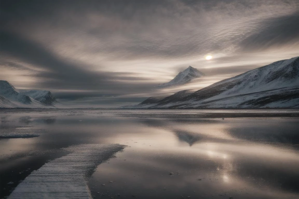 a profestional picutre of winter ,Svalbard, Norway: In the Arctic archipelago of Svalbard, polar bears roam amidst vast icy expanses, and frozen fjords glisten under the ethereal glow of the northern lights. ,wide angle, landscape , photorealism,unreal 5 daz, extremely detailed ,((ultrasharp)),((masterpiece)),((best quality)),((ultradetailed)),((intricated details)), extremaly detailed background, <lora:add_detail:0.7> ultra realistic,32k,RAW photo, 8k ,dslr,soft lighting,high quality,film grain, beautiful and aesthetic,extremely detailed, natural shadows, <hypernet:sxzBloom_sxzBloom:0.7>
