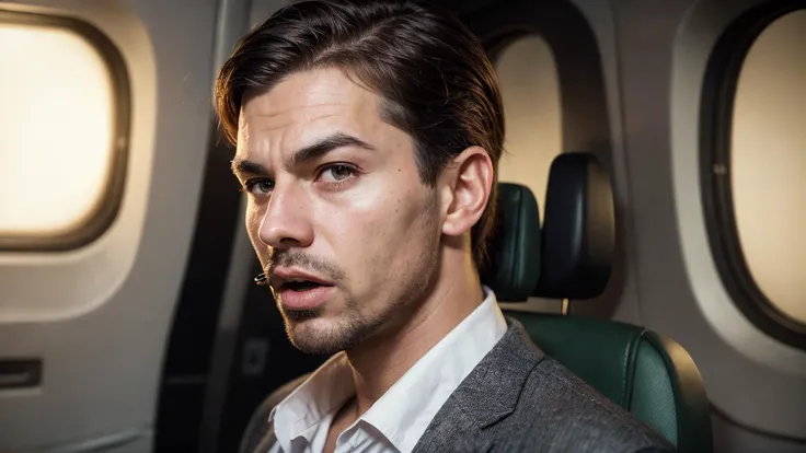 an awarded profesional photography of (1man:1.3) fairy with grey eyes and Thin Brows and male Straight Side-Parted Comb Over hair hairstyle and pencil mustachein silver color, dressed like a leprechaun yelling in anger, playing a game monopoly in airplane interior ,(epic scene:1.3),ultradetialed character with perfect face,detailed skin,(ultrasharp:1.3),(masterpiece:1.1),best quality,(photorealistic:1.2),ultrarealistic,realistic ultradetailed character,4k perfect quality, <lyco:GoodHands-beta2:1> by by Andreas Gursky Halogen Lighting camera angle from side and focus on full body Magnificent,Imperceptible detail,Intricately designed, (perfect quality face:1.5) hyper-detailed complex, insanely detailed, detailed clothes, detailed skin, detailed body,