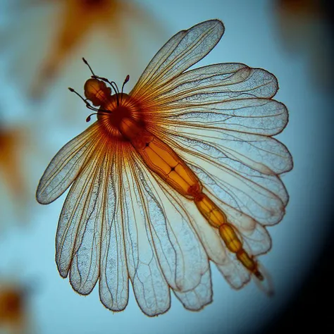 4k HDR picture of top down flat photographic microscopy at 60x Objective Lens Magnification using Polarized Light technique and also Circular Oblique Lighting technique and also Focus Stacking technique showing a fossil diatom (Anthosdiscina Floreata),
