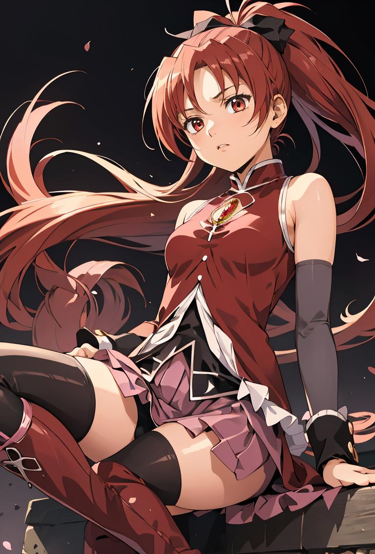 A woman with long red hair sitting on a ledge - SeaArt AI