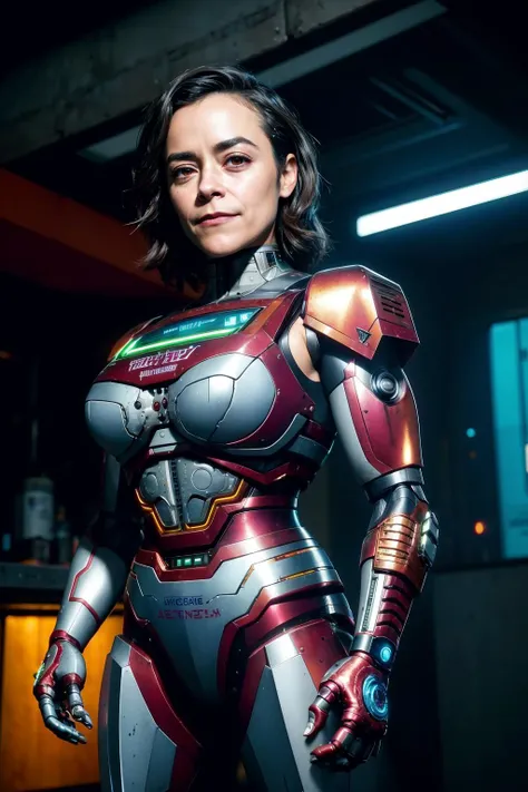 realistic, cinematic photo, ((Alice Braga)) as cyberpunk JaspionQuiron character, with rusty and damage cybernetic arm, (cyberpunk style), dynamic posture , neon light, trending art, trending on artstation, Dappled Light, analog style, cinematic light, side lighting, best shadow, (SteelHeartQuiron character, Sorayama Style, metallic chrome), explosion, fire, electricity, lightning, rampage, <lora:quiron_Jaspion_v1_Lora:0.67>,<lora:quiron_SteelHeart_V1_Lora:0.48>