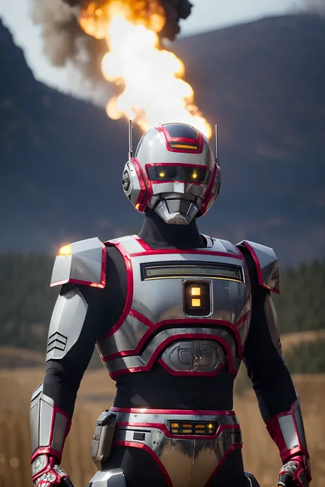 JaspionQuiron character, cinematic, (intricate:1.4), high quality, intricate details, low contrast,  explosion, fire, electricity, lightning,
(best quality:1.33), (masterpiece:1.12),(detailed:1.15),Dappled Light, analog style, cinematic light, side lighting,  best shadow, RAW, (Dutch angle:1.1), photoshoot of 
 1boy, helmet, tokusatsu, armor,  solo,   glowing, yellow eyes, ,glowing eyes, 
<lora:quiron_Jaspion_v1_Lora:0.77>