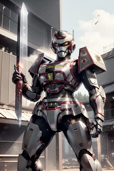 JaspionQuiron character, cinematic, (intricate:1.4), high quality, intricate details, low contrast, electricity, lightning, cyborg, metal armor, mecha armor, bulk armor
(best quality:1.33), (masterpiece:1.42),(detailed:1.15),Dappled Light, analog style, cinematic light, side lighting, best shadow, RAW, (Dutch angle:1.1), photoshoot of
1boy, helmet, tokusatsu, armor, solo, upper body, (holding a energy sword on left hand), weapon, glowing eyes, yellow eyes, glowing,
<lora:quiron_Jaspion_v1_Lora:0.8> <lora:MechaArmor:0.8>