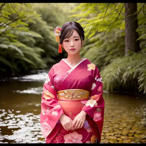 Masterpiece, absurdres,award winning photo, extremely detailed, amazing, fine detail, extremely detailed eyes and face, by lee jeffries nikon d850 film stock photograph 4 kodak portra 400 camera f1.6 lens rich colors hyper realistic lifelike texture dramatic lighting unrealengine trending on artstation cinestill 800 tungsten, beautiful Japanese woman ,
<lora:Kanzashi_Headwear:0.85>,kanzashi headwear, a woman in a kimono ,wearing kanzashi headwear, woman posing for a picture, forest background