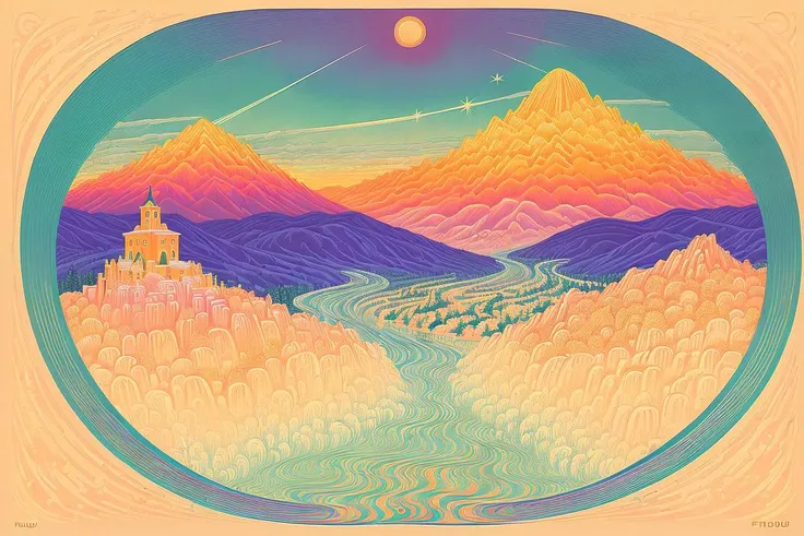 <lora:fidus_v2_7200:1>, (fidus style:1.3), (colorful lithography), a holy mountain, fine art, masterpiece, awardwinning, trending on artstation, best quality