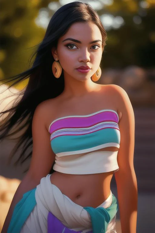 photo of ravishing 20yo <lora:skirtlift-v1:1>, skirtlift, pubic hair BREAK ((photorealistic), realistic face), medium breasts, beautifully detailed woman, realistic face, detailed mouth, extremely detailed eyes_and_face, beautiful attractive face, beautiful detailed eyes, (photorealistic), pronounced feminine feature, matte eyeshadow, eyelashes, eyeliner, perfect thin body, smooth skin, dynamic posing, toned body, flat belly, BREAK color HD photo, tacky, (full-body shot, high quality photo, masterpiece), best quality, absurdres, vivid vibrant colors, skin pores, intricate detail, (intricately detailed face_and_eyes), sophisticated detail, depth of field, (realistic lighting, sharp focus, hyper-realistic), centerfold, bokeh, official art, 8k wallpaper, ultra high res, professional photography, HDR, 8K resolution, analogue RAW DSLR <lora:chel_eldorado:0.9> chel_eldorado, (tube top,midriff, loincloth:1.2)