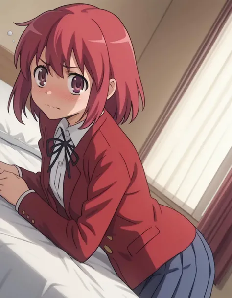 score_9, score_8_up, score_7_up, source_anime,
minorikushieda, <lora:minori-kushieda-s1-ponyxl-lora-nochekaiser:1>,
minori kushieda, short hair, red eyes, red hair,
school uniform, oohashi high school uniform, jacket, red jacket, long sleeves, shirt, white shirt, collared shirt, ribbon, skirt, pleated skirt,
indoors, bed, bed room, on side, blush, drunk,
looking at viewer, solo, cowboy shot, dutch angle,