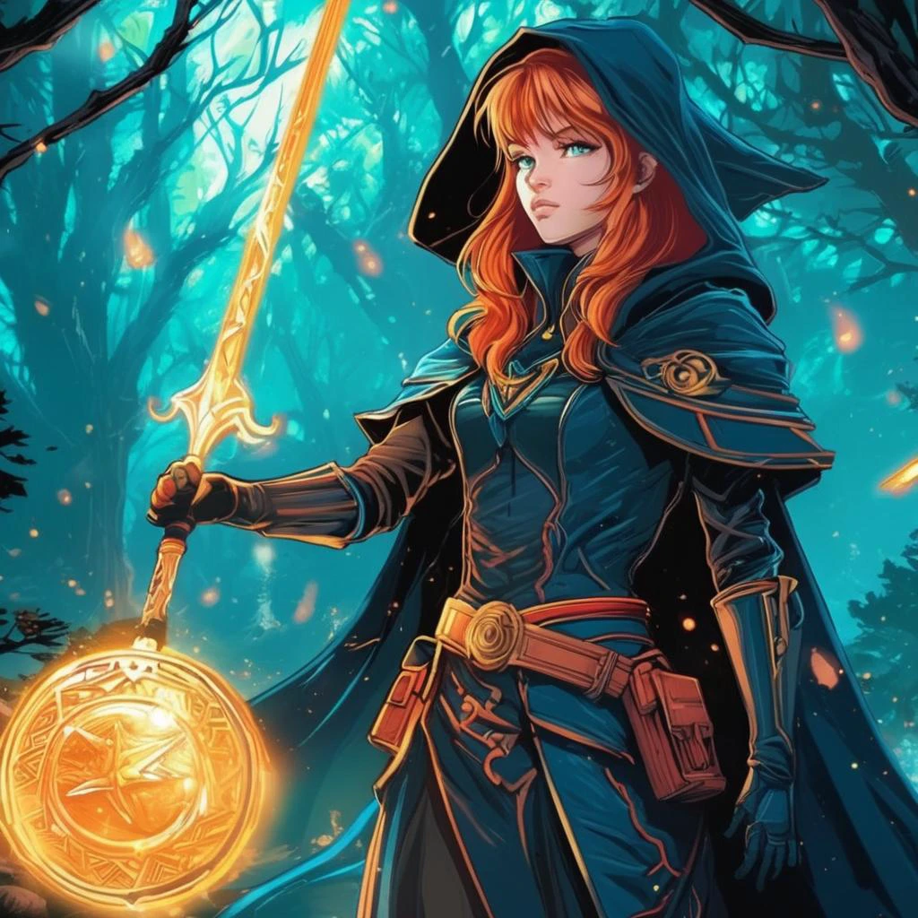 masterpiece, best quality, angry female witch in the forest with arms crossed wearing a blue pointy hat and orange hair and a blue cape and blue cloak by dnmumfrd <lora:dan_mumford_v09:1.2>, 80s anime screencap, Highly detailed ultraHD 4k HD keyframe of 1boy, Anime Sean, Red_beard, Red_hair, red_facial_hair, long_hair, wearing_all_black, green_background, simple_background, solo, upper_body <hypernet:Anime Sean0.76>, suit, Intricately_detailed_eyes, intricate_face, <hypernet:80s Anime:0.6> <lora:bluetheboneEsthetic80s_bluethebone10:0.25>, Key Frame,Key-frame,Key_frame,KEYFRAME,hair behind body,<lora:ArcJinxane_V3:0.6>,(ArcJinxane_V3:1.2),(detailed eyes, blue hair, pale skin, side bang, skinny, muscular, blue cloud tattoo, woman, lady, female, 1girl:1.3),(jinxlol:1.1),(j1nxl0l:1.1),, Crystal Caverns . Majestic underground city carved from stunning natural crystal formations, translucent spires, glittering architecture, cinematic photo . 35mm photograph, film, bokeh, professional, 4k, highly detailed, sci-fi style . futuristic, technological, alien worlds, space themes, advanced civilizations, techwear fashion . futuristic, cyberpunk, urban, tactical, sleek, dark, highly detailed, Heroic Realist sculpture . Figures with idealized musculature posing dynamically, celebrating ideals of mass utopian culture, Kinetic sculpture . Moving parts, plays of light, floating shapes, real motion that transforms itself