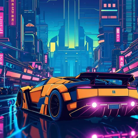 cinematic photo anime artwork breathtaking (masterpiece:1.1), (best quality:1.1), (ultra highres:1.1), (Hyperrealistic:1.2) 4K Unity Wallpaper, retrofuturistic car, (front angled view:0.5), low view, cyberpunk, wide fender flares, deep rims, racing wheels, (cinematic lighting:1.1), depth of field, bokeh, night time, city, neon lights by dnmumfrd <lora:dan_mumfordv04:1>, . award-winning, professional, highly detailed . anime style, key visual, vibrant, studio anime, highly detailed . 35mm photograph, film, bokeh, professional, 4k, highly detailed