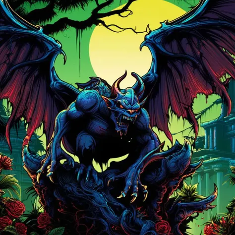 professional 3d model breathtaking anime artwork zombie gargoyle , horrible terror, gore, blood, in jungle by dnmumfrd <lora:dan_mumfordv04:1> cornell box . anime style, key visual, vibrant, studio anime, highly detailed . award-winning, professional, highly detailed . octane render, highly detailed, volumetric, dramatic lighting