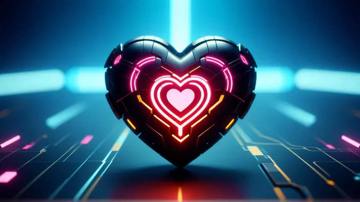 <lora:CyberpunkWorldXL:1>CyberpunkWorld heart, cyberpunk, sci-fi, tech, 24mm, (analog, cinematic, film grain:1.3), Bokeh DOF, (Masterpiece:1.3) (best quality:1.2) (high quality:1.1)