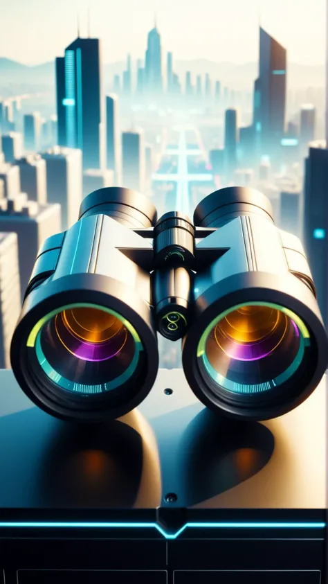 <lora:CyberpunkWorldXL:1>CyberpunkWorld a pair of binoculars revealing a futuristic city in the distance, cyberpunk, sci-fi, tech, 24mm, (analog, cinematic, film grain:1.3), Bokeh DOF, (Masterpiece:1.3) (best quality:1.2) (high quality:1.1)