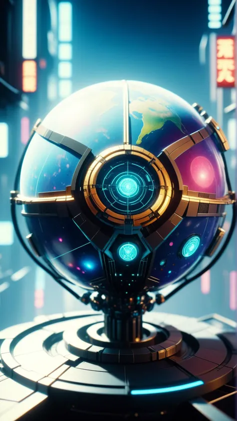 <lora:CyberpunkWorldXL:1>CyberpunkWorld planet, cyberpunk, sci-fi, tech, 24mm, (analog, cinematic, film grain:1.3), Bokeh DOF, (Masterpiece:1.3) (best quality:1.2) (high quality:1.1)