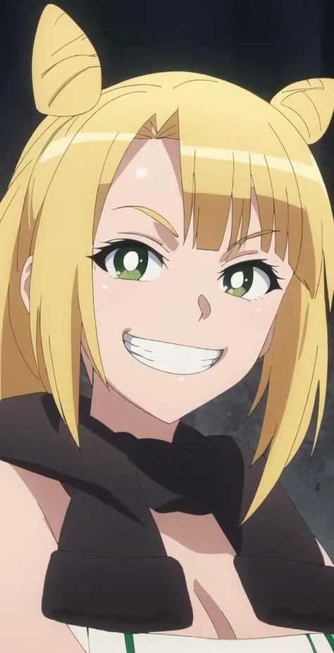 Amante, 1girl, solo, (head portrait), cape, cleavage, grin, looking at viewer, perfect quality, good quality, masterpiece, HDR, UHD <lora:Amante:0.8>